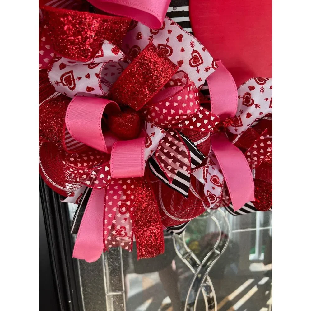Valentines Deco Mesh Wreath For Front Door